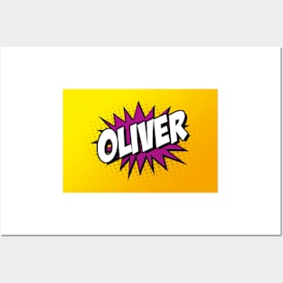 Personalised 'Oliver' Kapow Wow Cartoon Comic Design Posters and Art